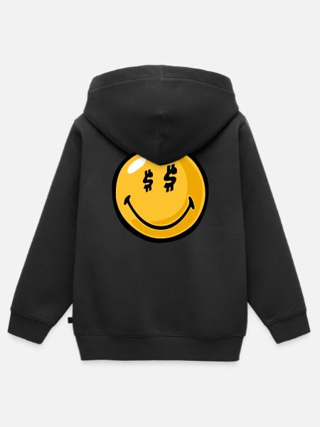 Smiley greed - Kinder Premium Organic Zip Hoodie - Schwarz