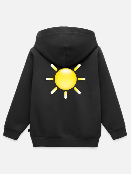 Smiley Sun - Kinder Premium Organic Zip Hoodie - Schwarz