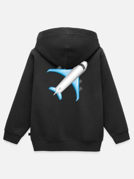 Smiley Plane - Kinder Premium Organic Zip Hoodie - Schwarz