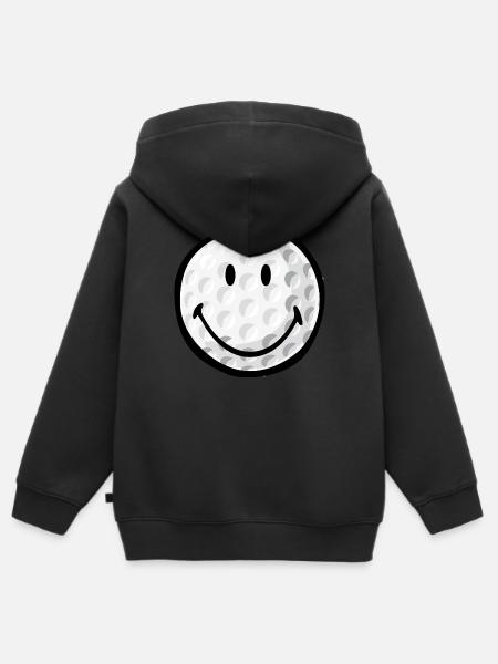Smiley Golf Ball - Kinder Premium Organic Zip Hoodie - Schwarz