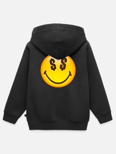 Smiley Dollar Signs - Kinder Premium Organic Zip Hoodie - Schwarz