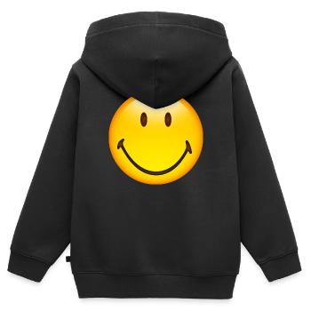 Smiley Glossy Happy - Kinder Premium Organic Zip Hoodie - Schwarz - Hinten - AI Model Kid Male (0cm)