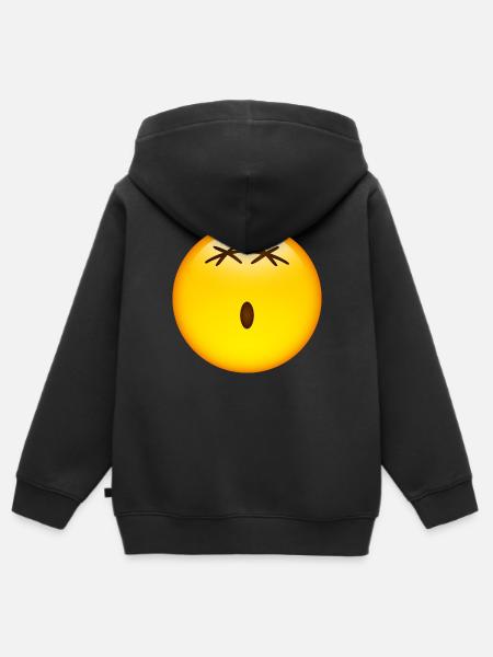 Smiley Glossy Ohw! - Kinder Premium Organic Zip Hoodie - Schwarz
