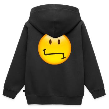 Smiley Unsure - Kinder Premium Organic Zip Hoodie - Schwarz - Hinten - AI Model Kid Male (0cm)