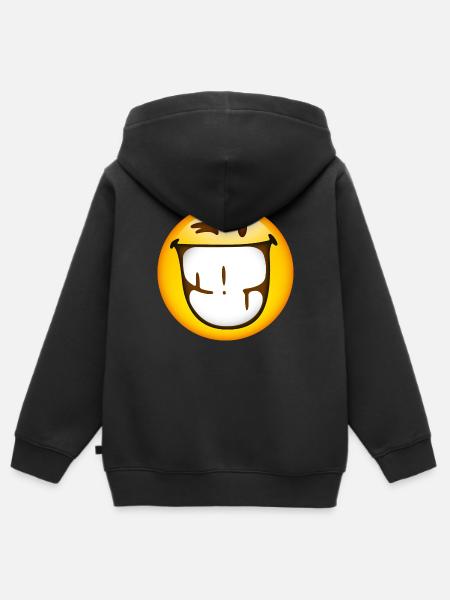 Smiley Happy - Kinder Premium Organic Zip Hoodie - Schwarz