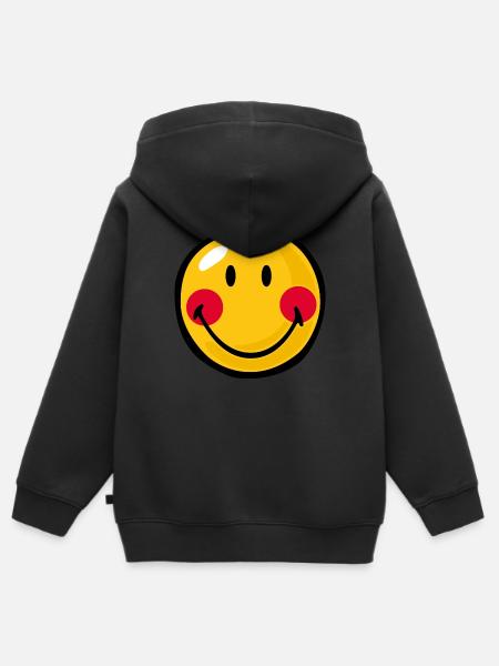 Smiley Blushed - Kinder Premium Organic Zip Hoodie - Schwarz