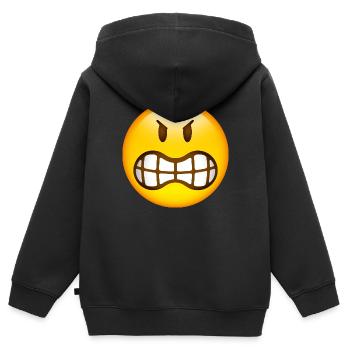 Smiley Angry - Sweat Premium à capuche zippé enfant bio - noir - Dos - AI Model Kid Male (0cm)