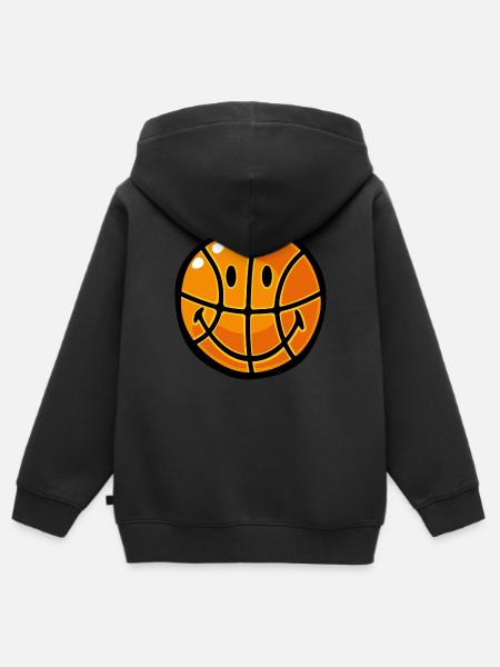 Smiley Basketball - Kinder Premium Organic Zip Hoodie - Schwarz