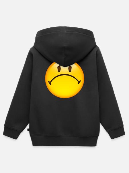 Smiley Sad - Kinder Premium Organic Zip Hoodie - Schwarz