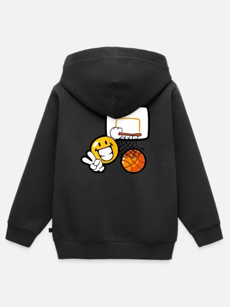 Smiley Basketball - Kinder Premium Organic Zip Hoodie - Schwarz