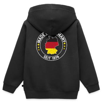 Made In Germany Seit 1974 Geburtstagsgeschenkidee - Kinder Premium Organic Zip Hoodie - Schwarz - Hinten - AI Model Kid Male (0cm)