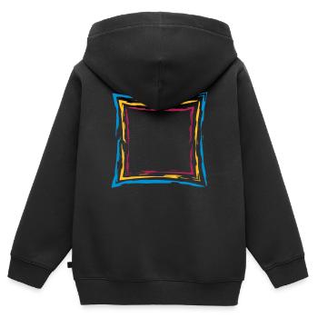 bunt viele linien rahmen quadrat umrandung viereck - Kinder Premium Organic Zip Hoodie - Schwarz - Hinten - AI Model Kid Male (0cm)