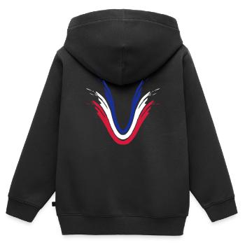 origine fan coups de pinceau france drapeau couleur - Sweat Premium à capuche zippé enfant bio - noir - Dos - AI Model Kid Male (0cm)