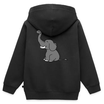 elefant gluecklich niedlich suess klein kind baby - Kinder Premium Organic Zip Hoodie - Schwarz - Hinten - AI Model Kid Male (0cm)