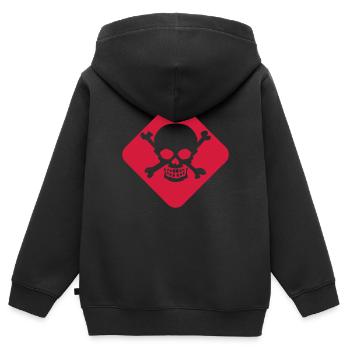 skull sign danger panel - Kids Premium Organic Zip-up Hoodie - black - Back - AI Model Kid Male (0cm)