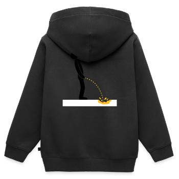 pee neige jaune hiver sol froid logo en position debout - Sweat Premium à capuche zippé enfant bio - noir - Dos - AI Model Kid Male (0cm)