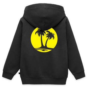 Freizeit - Palmen Sonne - Kinder Premium Organic Zip Hoodie - Schwarz - Hinten - AI Model Kid Male (0cm)