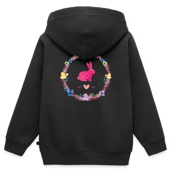 hase kranz - Kinder Premium Organic Zip Hoodie - Schwarz - Hinten - AI Model Kid Male (0cm)