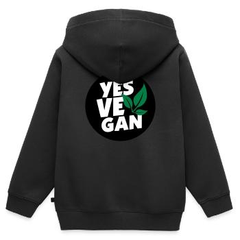 Yes Vegan / Yes ve gan (3c) - Sweat Premium à capuche zippé enfant bio - noir - Dos - AI Model Kid Male (0cm)