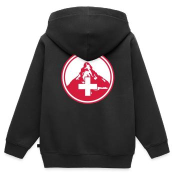 matterhorn mountain swiss - Kinder Premium Organic Zip Hoodie - Schwarz - Hinten - AI Model Kid Male (0cm)