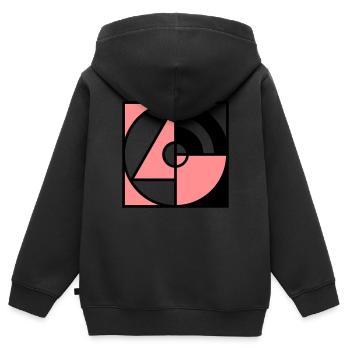 Geometrie Quadrat - Kinder Premium Organic Zip Hoodie - Schwarz - Hinten - AI Model Kid Male (0cm)