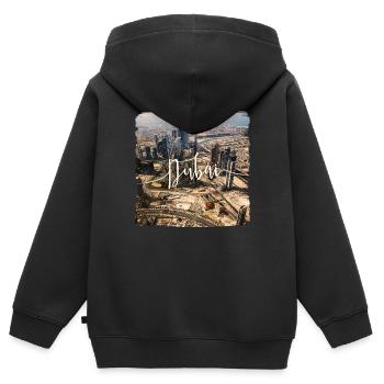 Dubai - Kinder Premium Organic Zip Hoodie - Schwarz - Hinten - AI Model Kid Male (0cm)