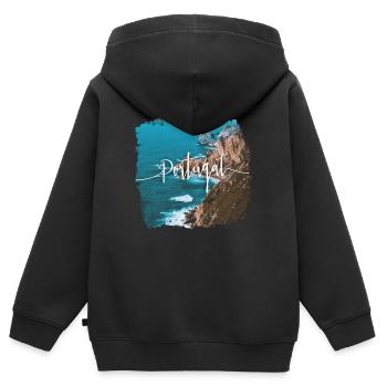 Portugal - Kinder Premium Organic Zip Hoodie - Schwarz - Hinten - AI Model Kid Male (0cm)