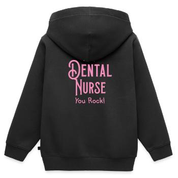 Hey Zahnarzt du rockst! - Kinder Premium Organic Zip Hoodie - Schwarz - Hinten - AI Model Kid Male (0cm)