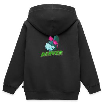 Lächelndes Denver - Kinder Premium Organic Zip Hoodie - Schwarz - Hinten - AI Model Kid Male (0cm)