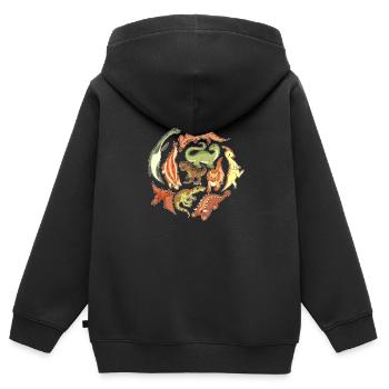 Dino kids - Sweat Premium à capuche zippé enfant bio - noir - Dos - AI Model Kid Male (0cm)