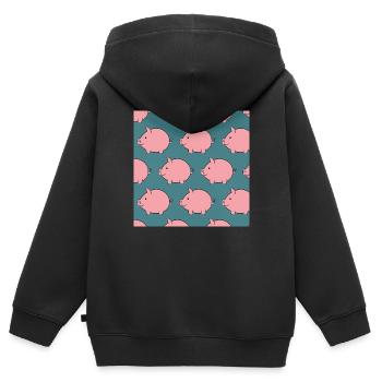 Petits cochons - Sweat Premium à capuche zippé enfant bio - noir - Dos - AI Model Kid Male (0cm)