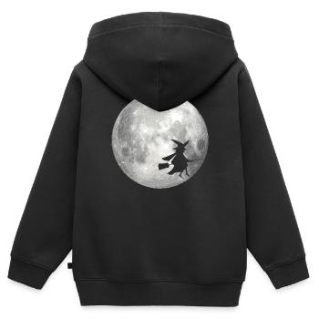 Vollmond mit Hexe - Kinder Premium Organic Zip Hoodie - Schwarz - Hinten - AI Model Kid Male (0cm)