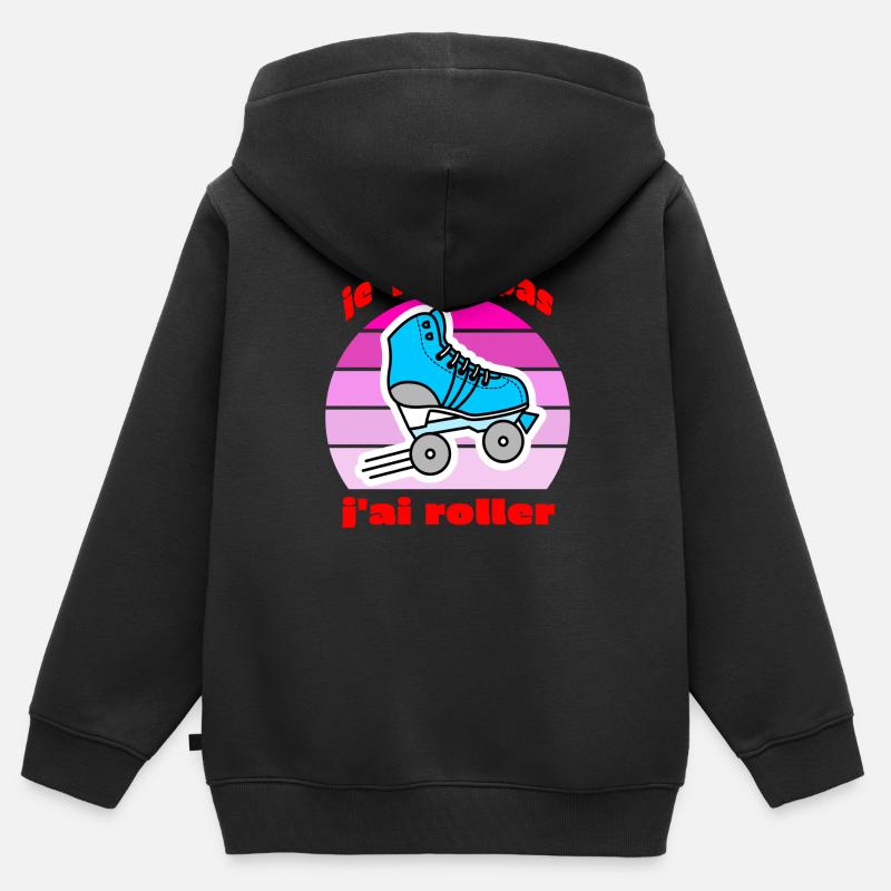 je peux pas j'ai roller - Sweat Premium à capuche zippé enfant bio - noir