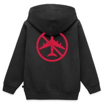 Schild Kein Flugzeug - Kinder Premium Organic Zip Hoodie - Schwarz - Hinten - AI Model Kid Male (0cm)