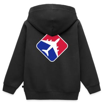 Flugzeug Rot Blau - Kinder Premium Organic Zip Hoodie - Schwarz - Hinten - AI Model Kid Male (0cm)