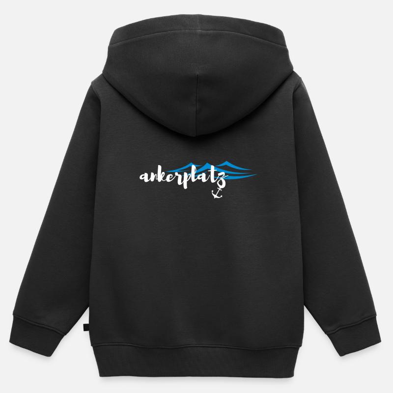 Mouillage - mer - ancre - Sweat Premium à capuche zippé enfant bio - noir