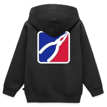 Zange Werkzeug Logo - Kinder Premium Organic Zip Hoodie - Schwarz - Hinten - AI Model Kid Male (0cm)