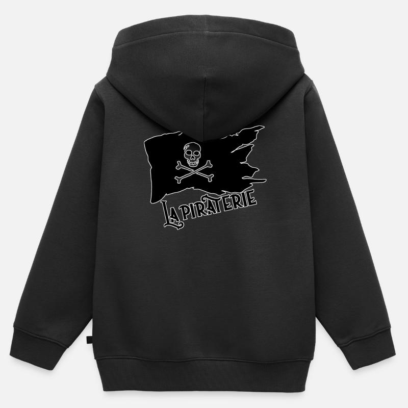 pirate - Sweat Premium à capuche zippé enfant bio - noir