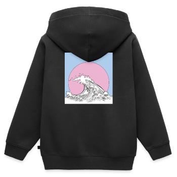vague - Sweat Premium à capuche zippé enfant bio - noir - Dos - AI Model Kid Male (0cm)
