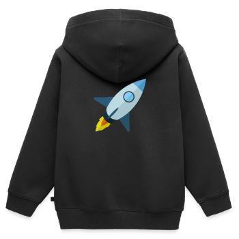 fusée - Sweat Premium à capuche zippé enfant bio - noir - Dos - AI Model Kid Male (0cm)