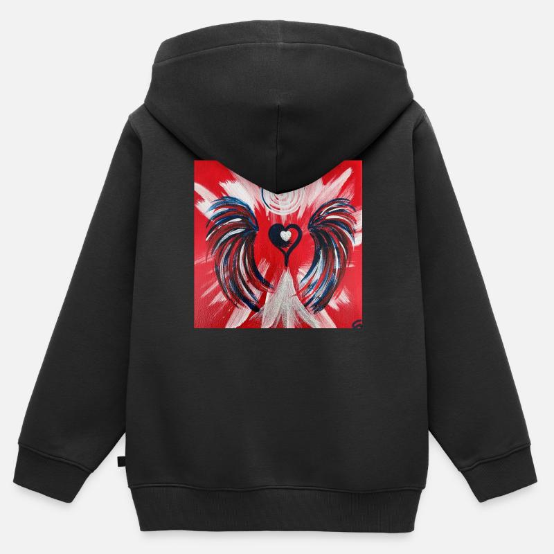 Anges de coeur « ... je suis juste » - Sweat Premium à capuche zippé enfant bio - noir