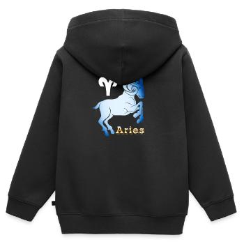 Widder Sternzeichen - Kinder Premium Organic Zip Hoodie - Schwarz - Hinten - AI Model Kid Male (0cm)