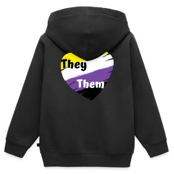 Nicht binär Sie Sie - Kinder Premium Organic Zip Hoodie - Schwarz - Hinten - AI Model Kid Male (0cm)