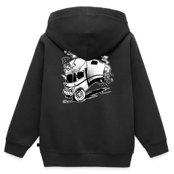 camtar teufeur - Kinder Premium Organic Zip Hoodie - Schwarz - Hinten - AI Model Kid Male (0cm)
