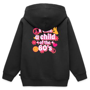 Ich bin ein Kind des 60er Original Design - Kinder Premium Organic Zip Hoodie - Schwarz - Hinten - AI Model Kid Male (0cm)