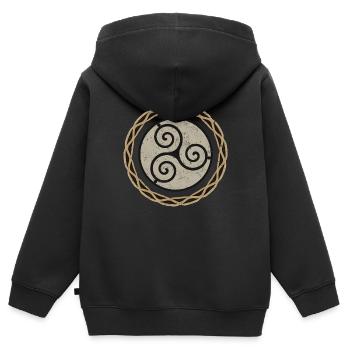 Triskel de tambour de chaman - Sweat Premium à capuche zippé enfant bio - noir - Dos - AI Model Kid Male (0cm)