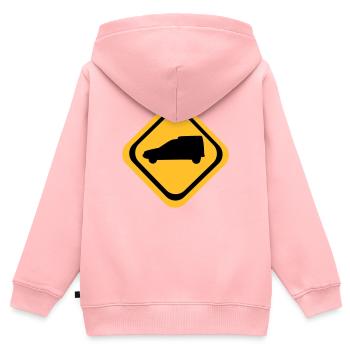 Route C15 - Sweat Premium à capuche zippé enfant bio - rose - Dos - AI Model Kid Female (0cm)