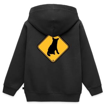 Vorsicht bissiger Hund - Kinder Premium Organic Zip Hoodie - Schwarz - Hinten - AI Model Kid Male (0cm)