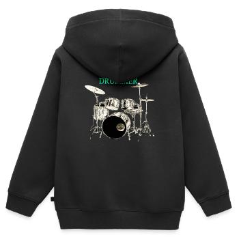 I am a Drummer Schlagzeuger Schlagzeug - Kinder Premium Organic Zip Hoodie - Schwarz - Hinten - AI Model Kid Male (0cm)