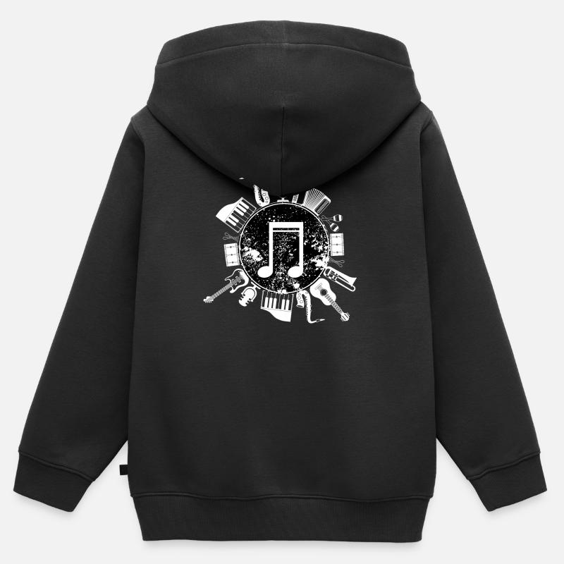 instruments de musique - Sweat Premium à capuche zippé enfant bio - noir